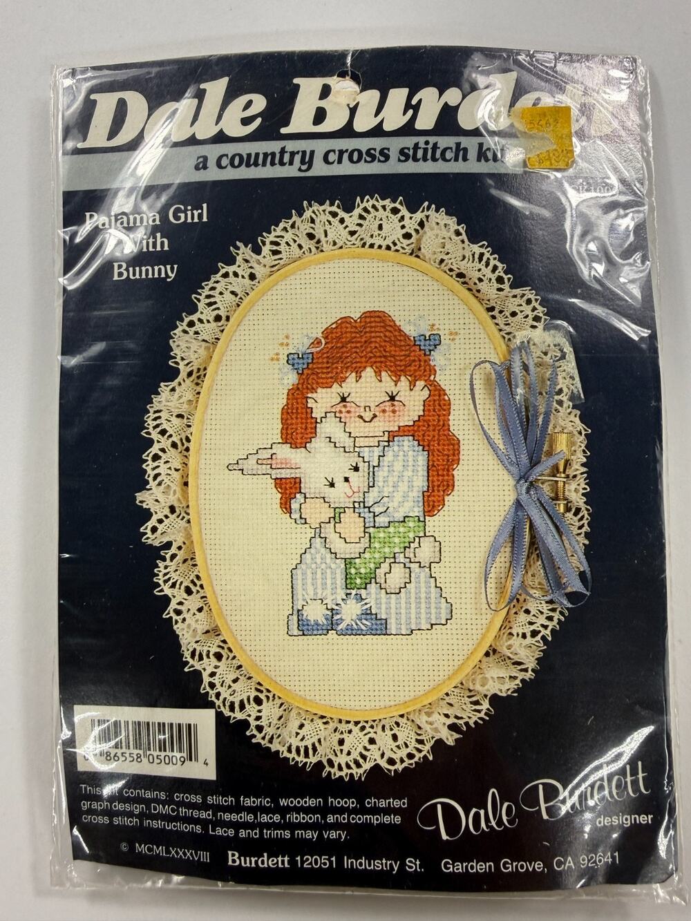 Dale Burdett Country Cross Stitch Kit - Pajama Girl with Bunny VTG NOS 1988